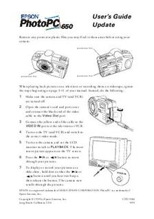 Epson PhotoPC 650 manual. Camera Instructions.